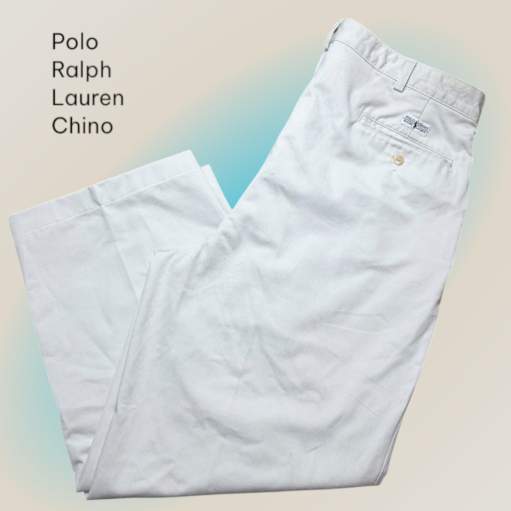 Polo Ralph Lauren Andrew Pant Pleated Chinos Stone Beige 36 x 25.5 Cropped